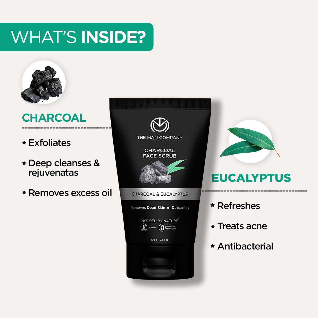 The Man Company Charcoal Tan Removal Face Scrub for Glowing Skin – view 2