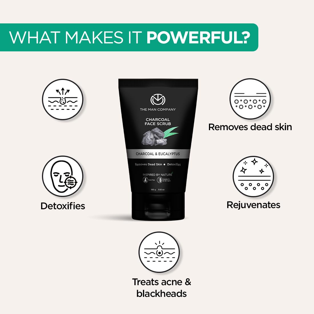 The Man Company Charcoal Tan Removal Face Scrub for Glowing Skin – view 3