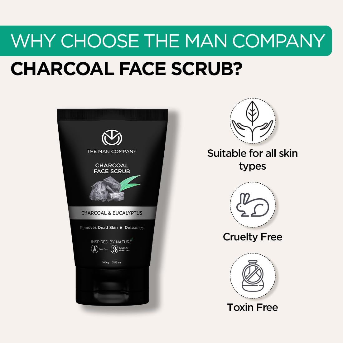 The Man Company Charcoal Tan Removal Face Scrub for Glowing Skin – view 4