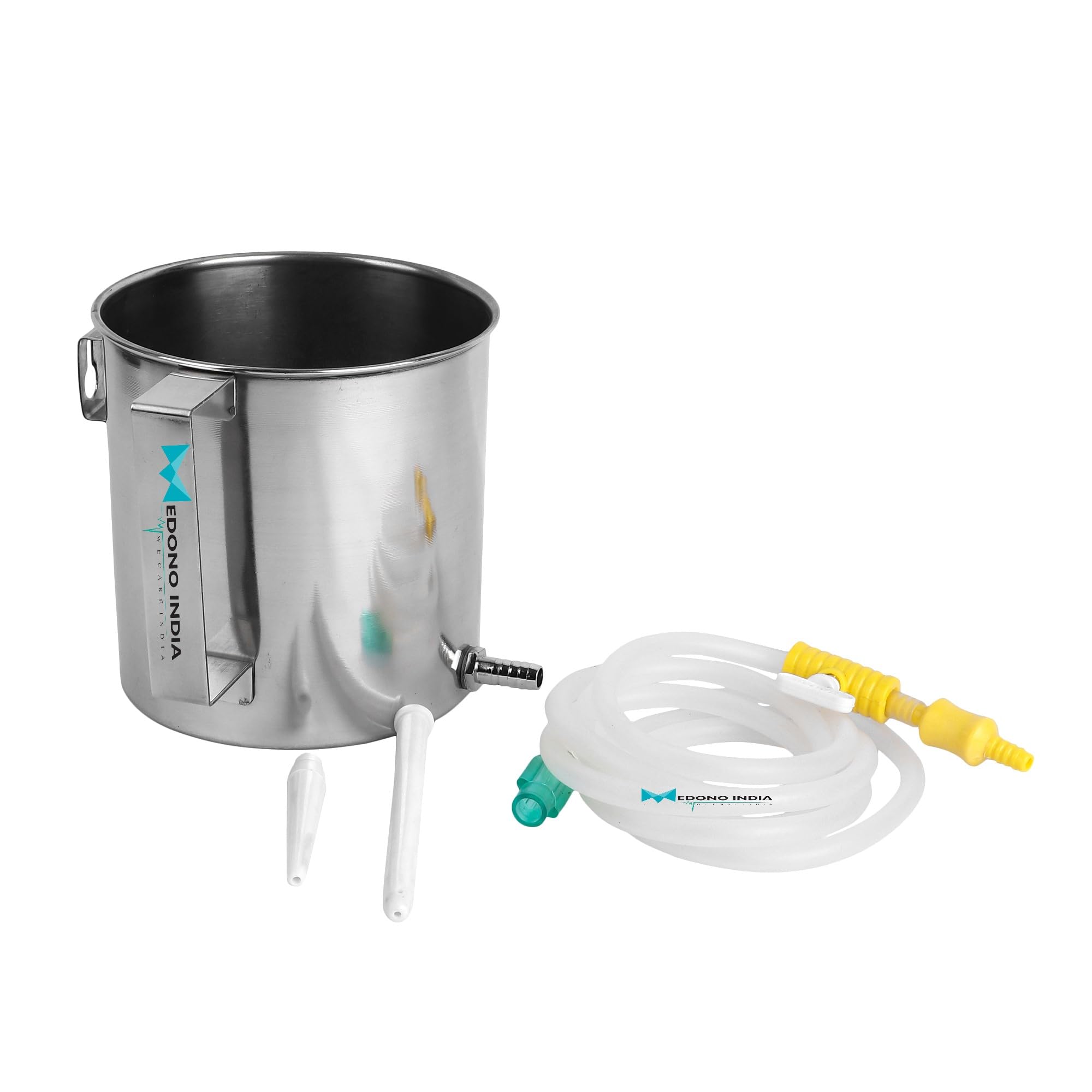 Medono India Stainless Steel Enema Pot (Niruha Basti) with Tube & Nozzles, 1.5L - Eco-friendly, Sturdy & Durable
