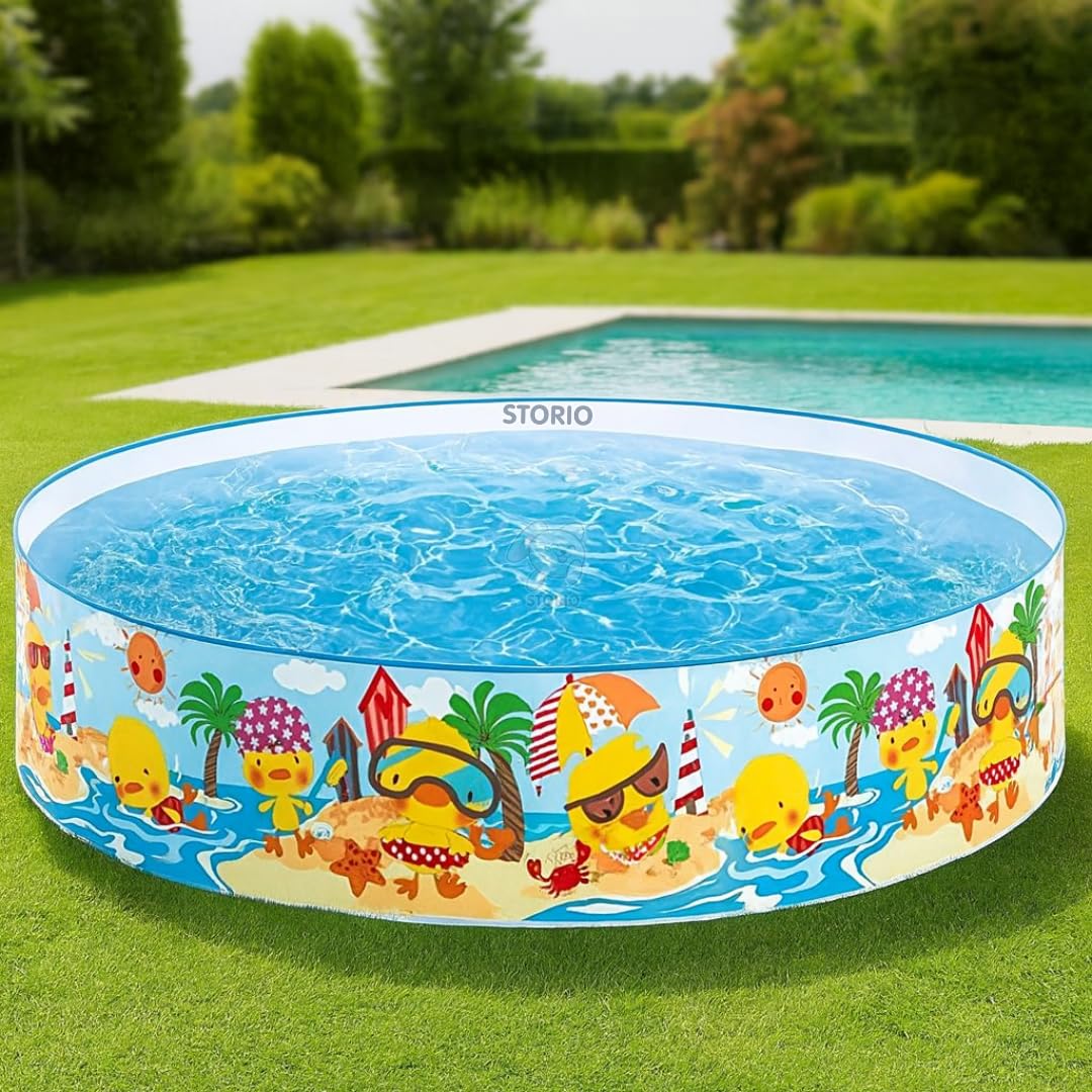 Storio 4 Feet Non-Inflatable Swimming Pool for Kids | No Air Pump Needed | Foldable Bath Tub for Home, Garden & Farmhouse Use | Easy Setup Pool 