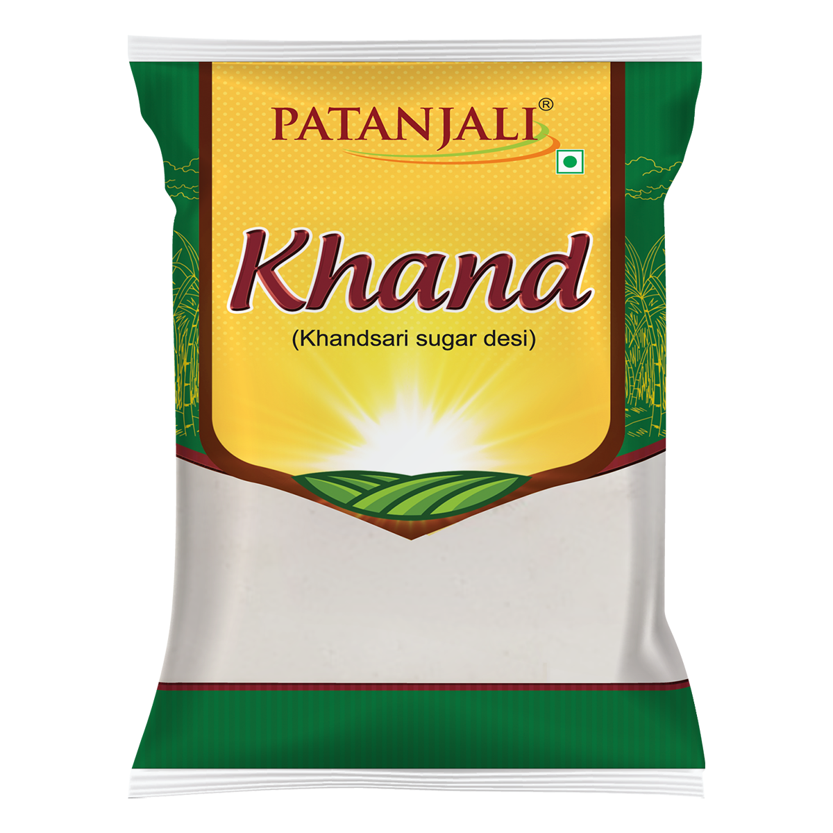 Patanjali Khand brown sugar crystal bag front pack shot