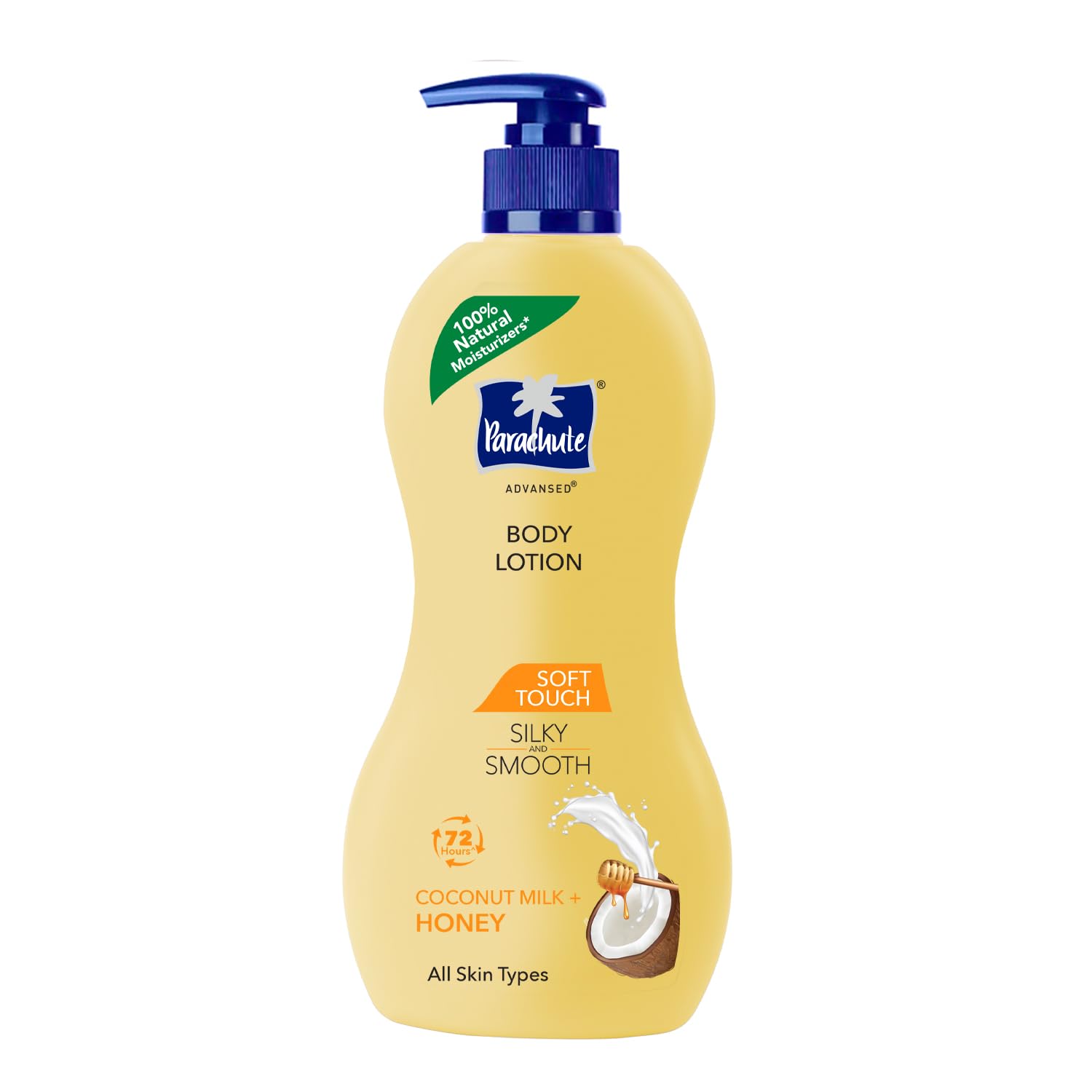 Front view of Parachute Soft Touch body lotion bottle
