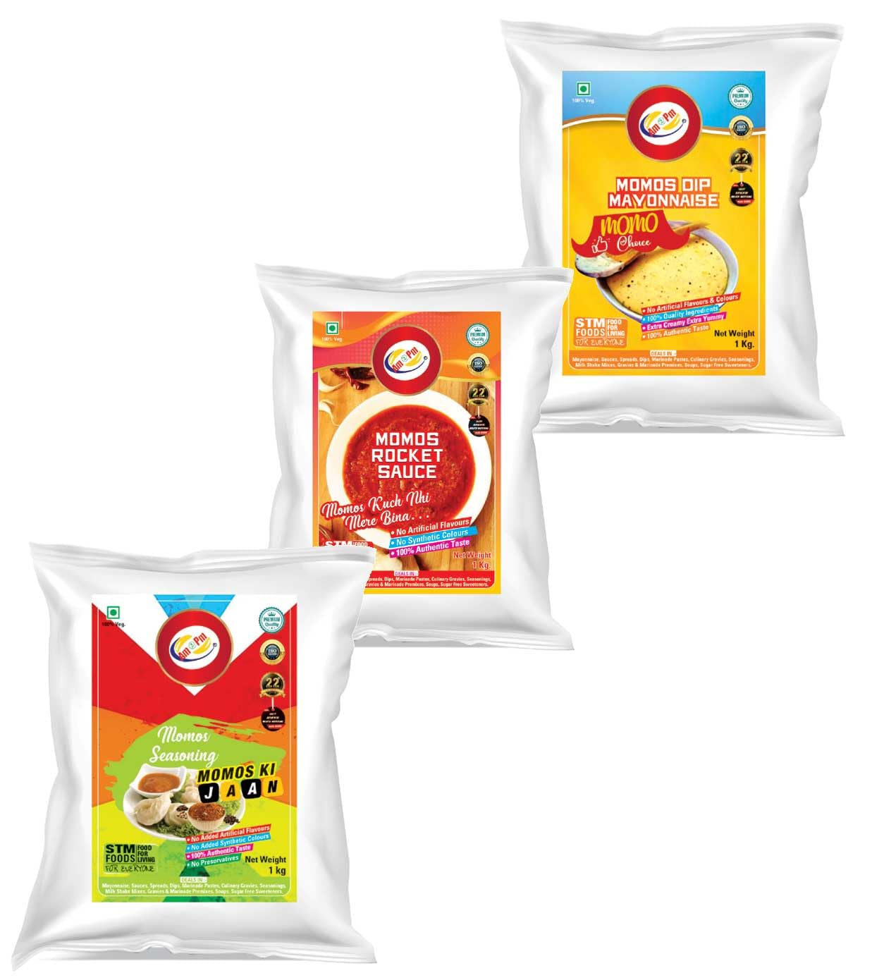 Am 2 Pm - Momos Dip, Momos Rocket Sauce,Momos Seasoning Sauce Chinese Masala Easy To Cook & Ready To Eat Foods - Pack of 3- (1KG Each)