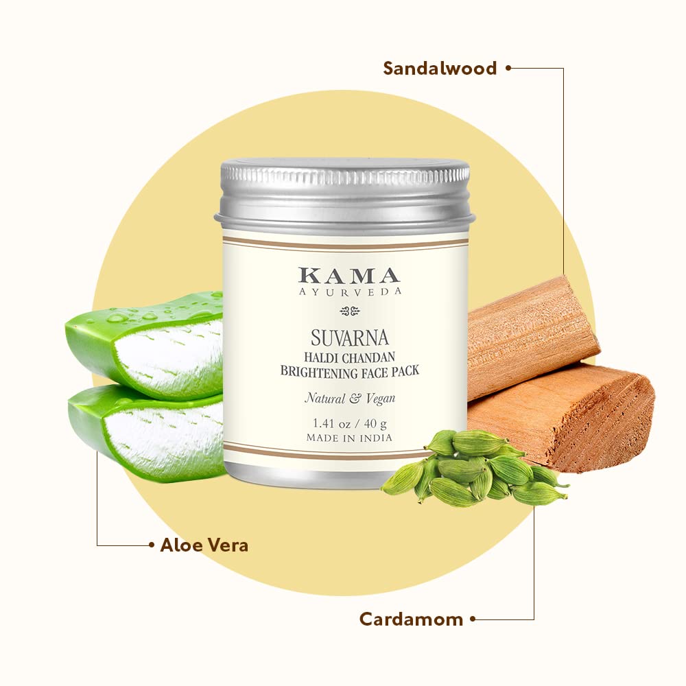 Kama Ayurveda Suvarna Haldi Chandan Brightening Face Pack - 25G, Beige, Sandalwood – view 4