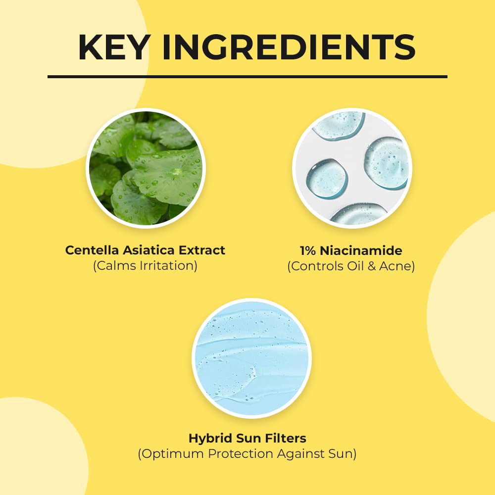 Dr. Sheth's Centella & Niacinamide Sunscreen Spf 50 Pa+++ For Oily & Acne-Prone Skin, Sweatproof, Water-Resistant, Dry Touch, Matte Controls Excess Oil, Protects Against Uva & Uvb Rays For Unisex, 50g – view 3