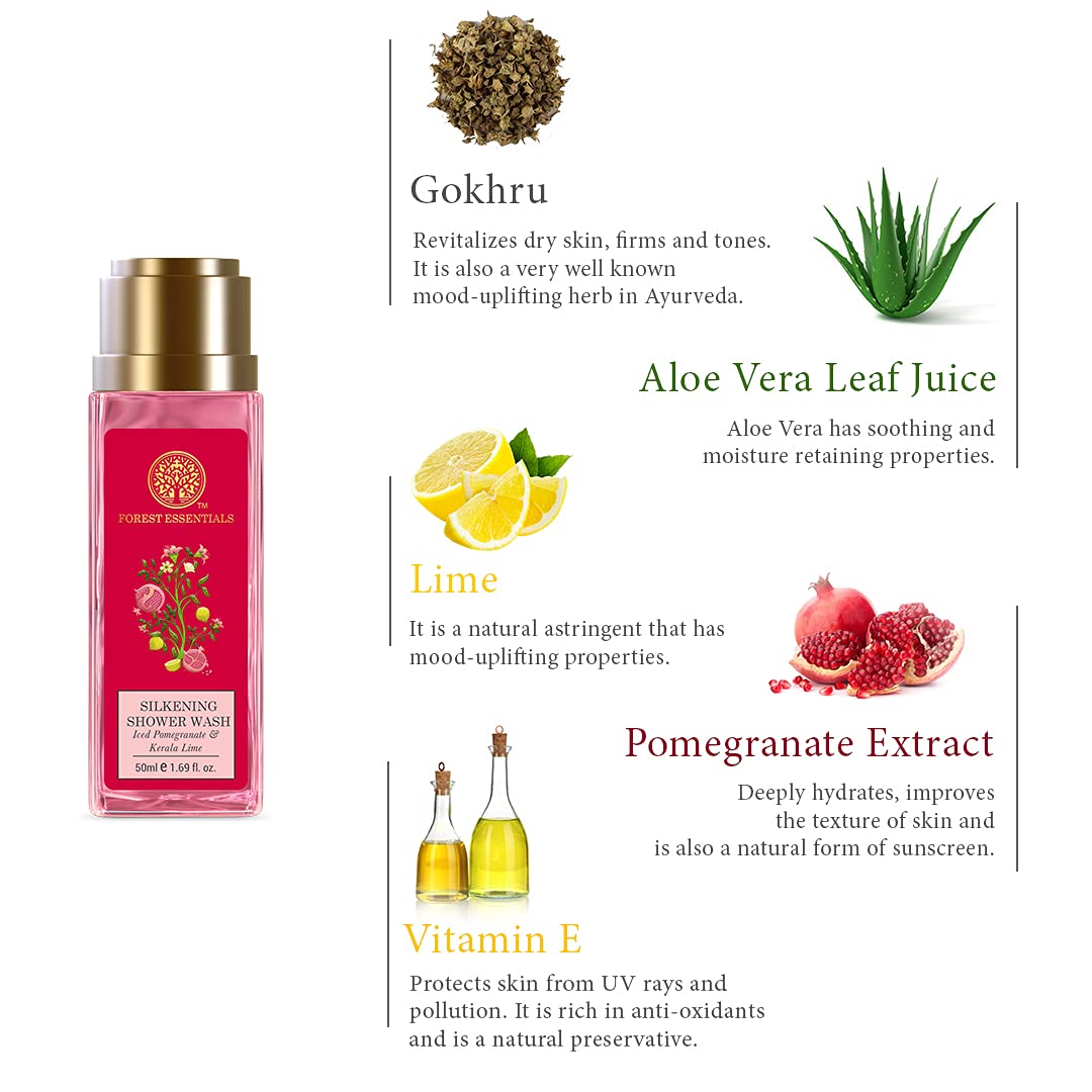 Forest Essentials Travel Size Silkening Shower Wash Iced Pomegranate & Kerala Lime – view 4