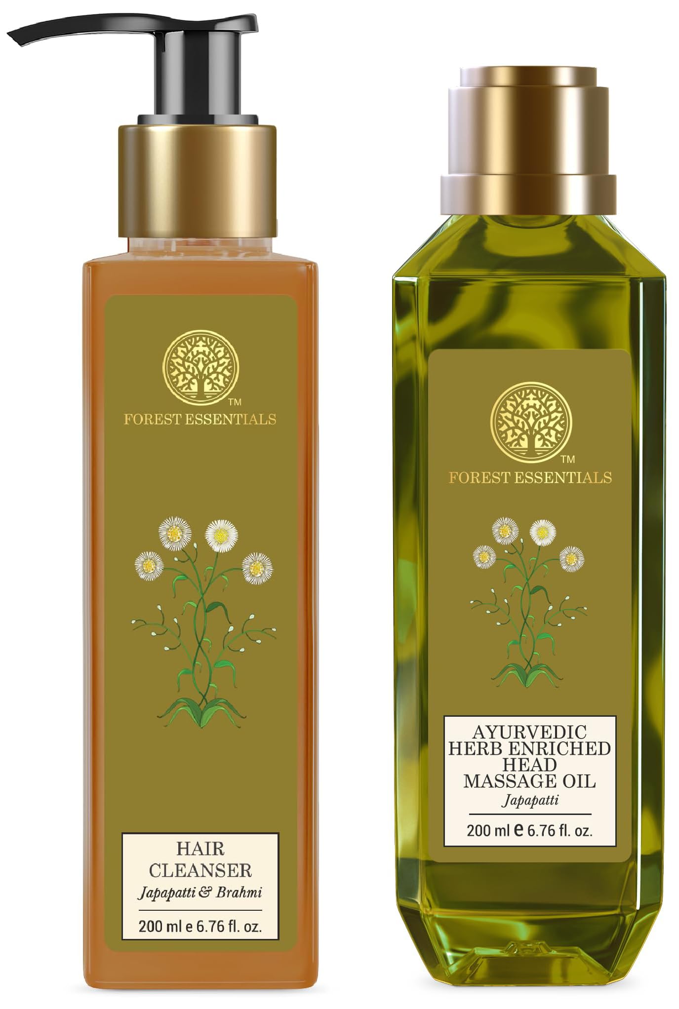 Forest Essentials Ayurvedic hair oil and Japapatti Brahmi cleanser combo