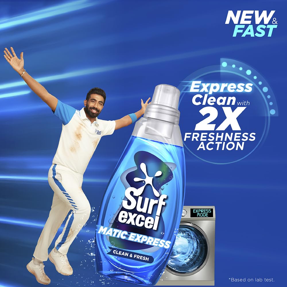 Surf Excel Matic Express Liquid Detergent, Express Clean with 2X Freshness Action 2ltr pouch – view 2