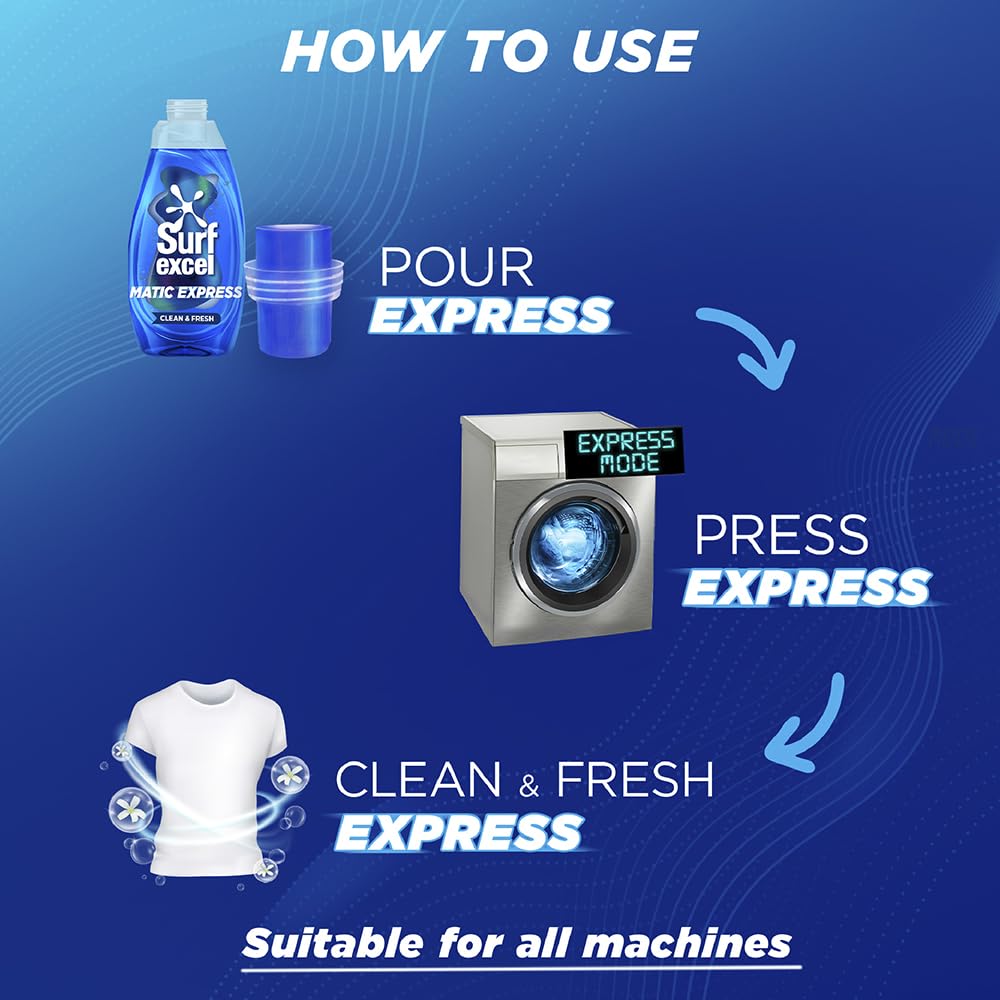 Surf Excel Matic Express Liquid Detergent, Express Clean with 2X Freshness Action 2ltr pouch – view 6