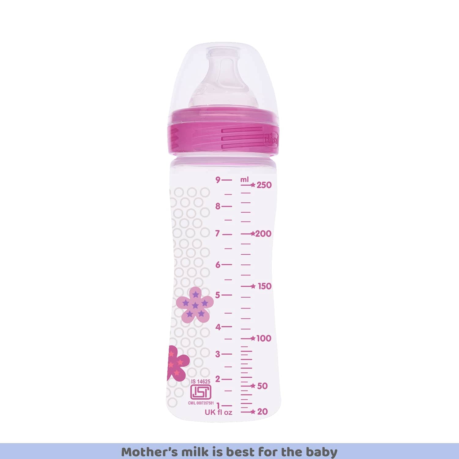 Chicco Well-Being 250 ml Feeding Plastic Bottle, Advanced Anti-Colic System, BPA Free, Hygienic Silicone Teat (Pink) – view 3