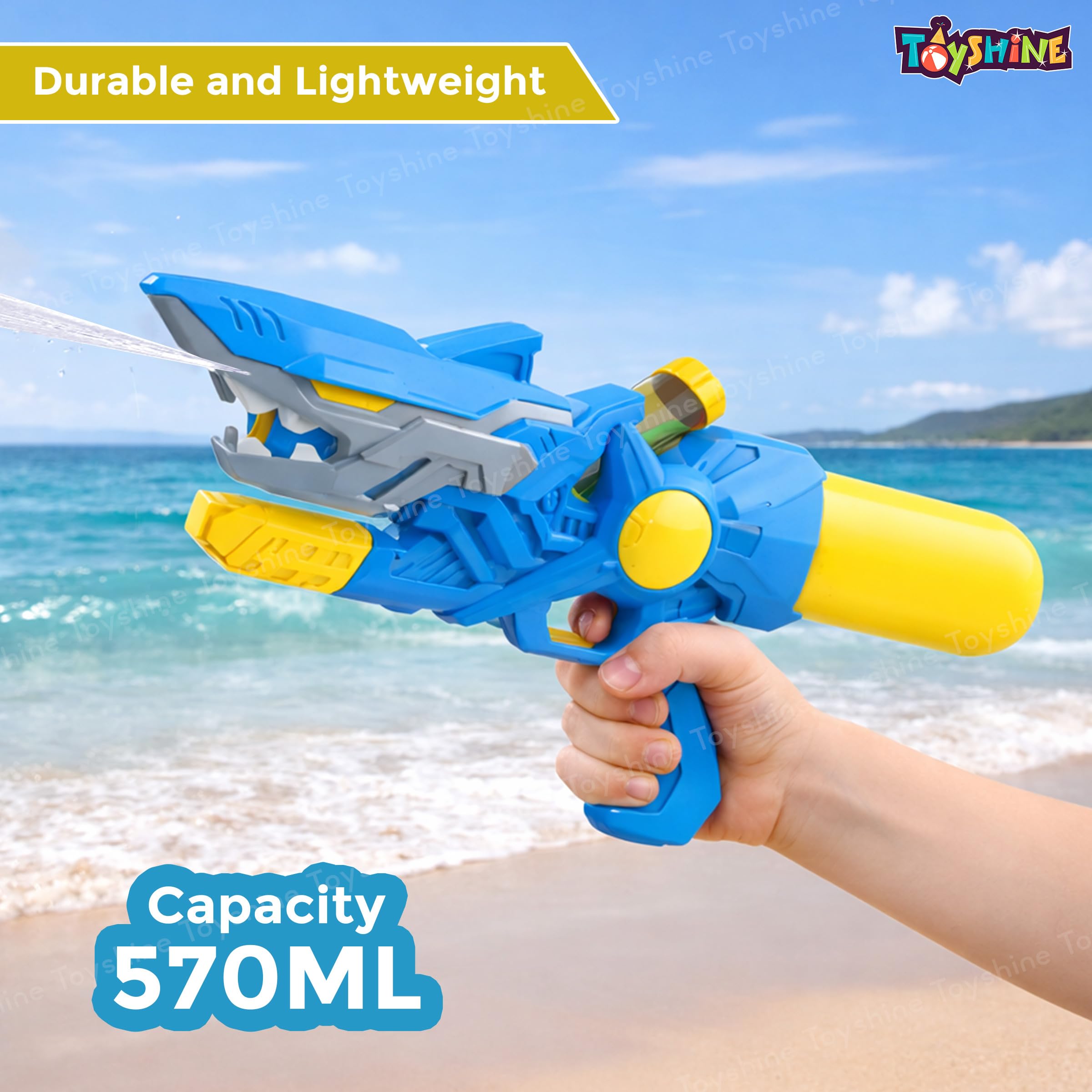 Toyshine Shark Theme Water Gun 570ml Tank Capacity Long Range High Air Pressure Spray for Summer Swimming Pool Party – view 3