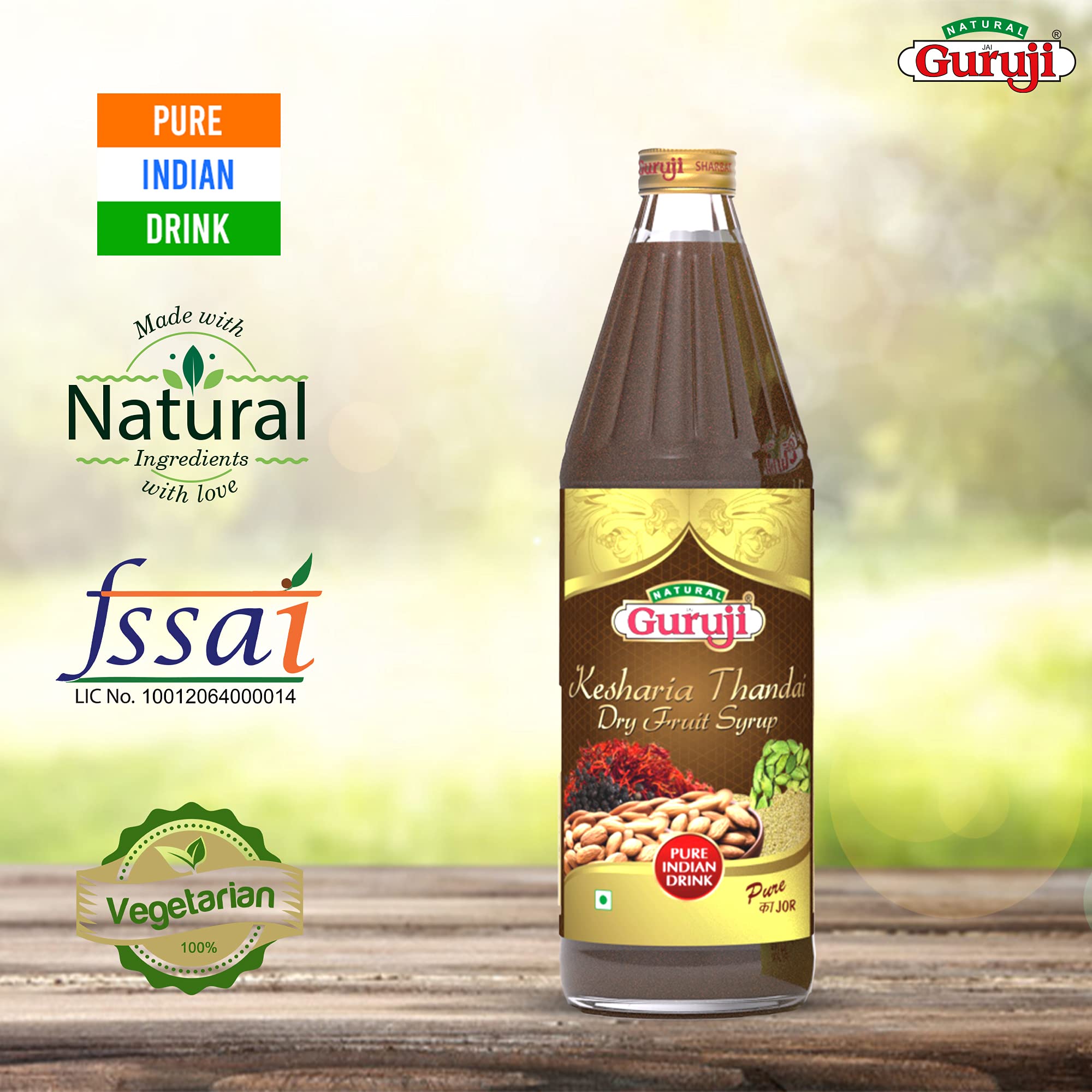 Jai Guruji Kesharia Thandai Dry Fruit Syrup Sharbat Instant Refreshing Drink For Summer (Mix with milk Only) 750ml – view 6