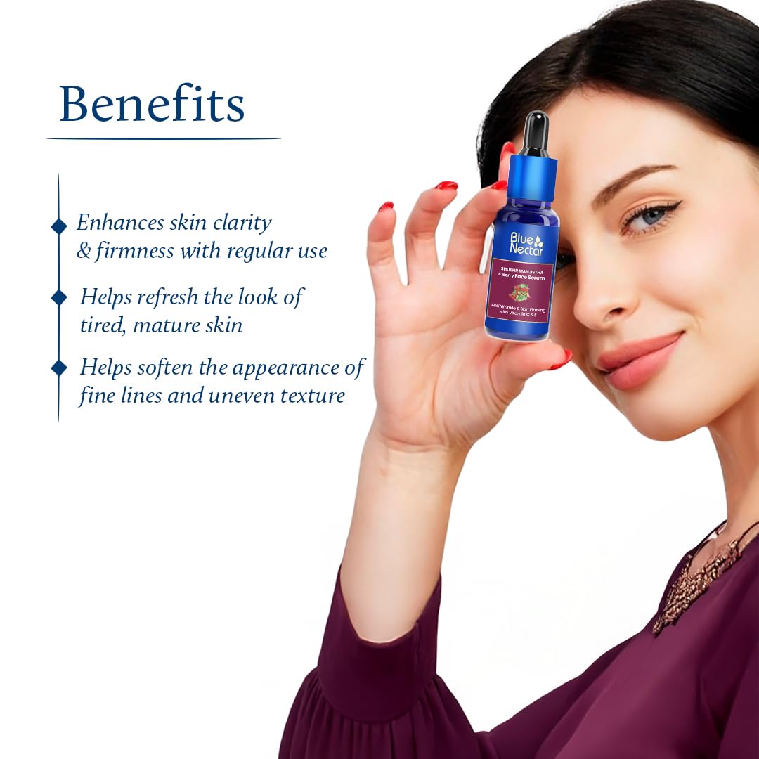 Blue Nectar Manjistha Vitamin C Face Serum for Anti Wrinkle Skin Firming Advanced Anti Aging Formula with Power of Vit C & E (13 Herbs, 30ml) – view 4