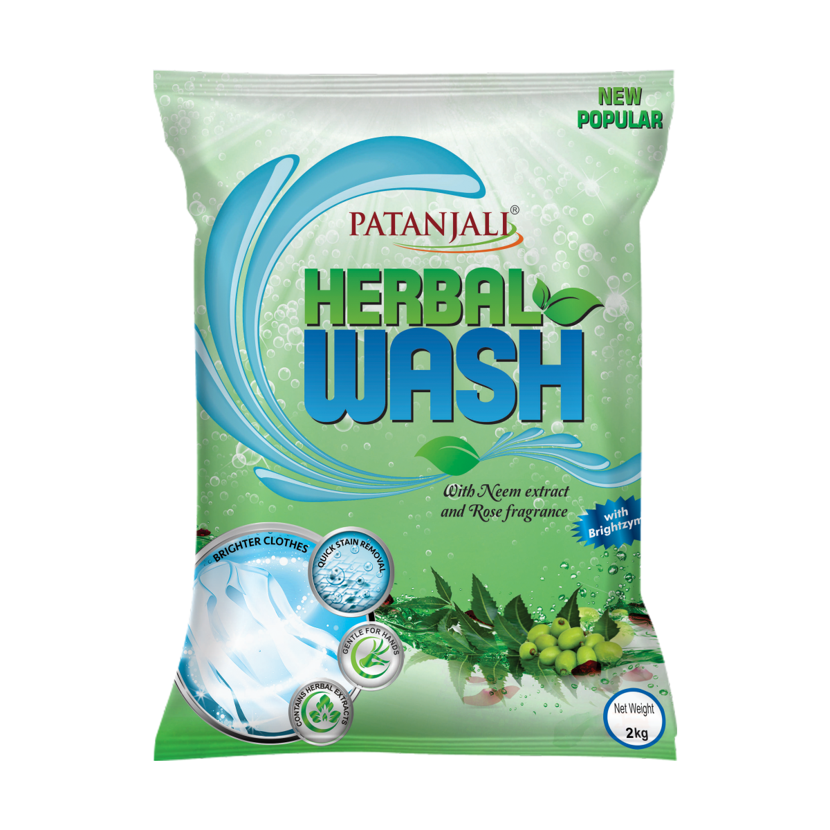 Patanjali Herbal Wash Detergent Powder package on white background