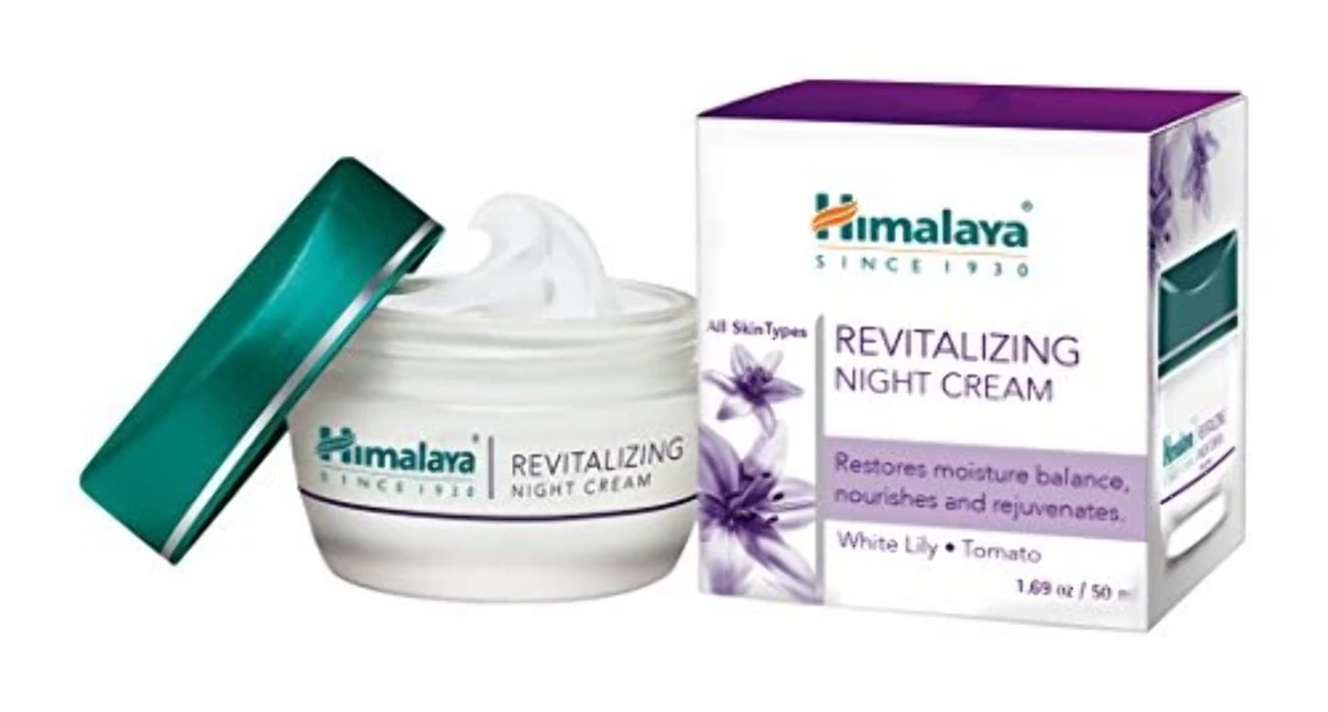 Himalaya night cream jar with tomato and white lily formula