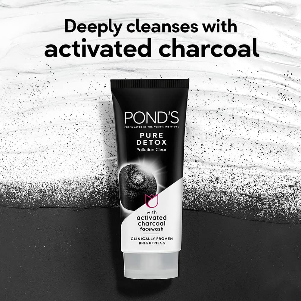 Pond's Pure Detox Anti-Pollution Purity Face Wash With Activated Charcoal Deep Cleans Impurities Dirt And Pollution For 2X Brighter Glowing Skin,50 g – view 4