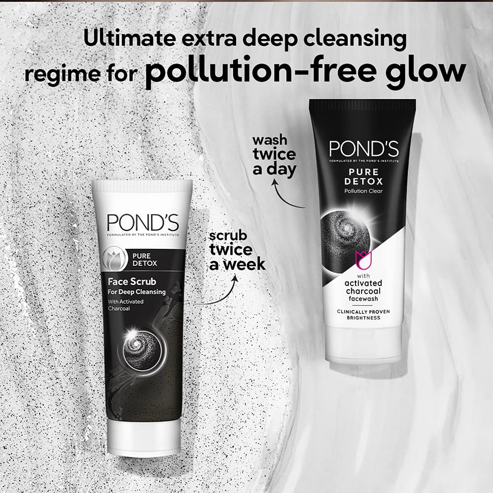Pond's Pure Detox Anti-Pollution Purity Face Wash With Activated Charcoal Deep Cleans Impurities Dirt And Pollution For 2X Brighter Glowing Skin,50 g – view 7