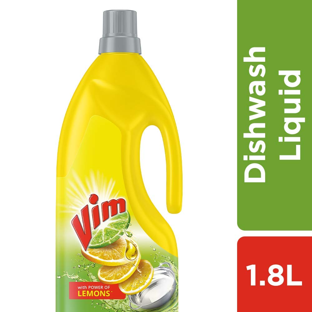 VIM Fresh Lemon Fragrance Dishwash Liquid Gel 1.8 L, Leaves No Residue, Grease Cleaner For All Utensils - Liquid Kitchen Soap, (VIMJ1R5) – view 2