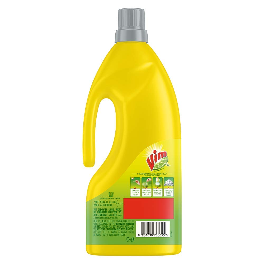 VIM Fresh Lemon Fragrance Dishwash Liquid Gel 1.8 L, Leaves No Residue, Grease Cleaner For All Utensils - Liquid Kitchen Soap, (VIMJ1R5) – view 3