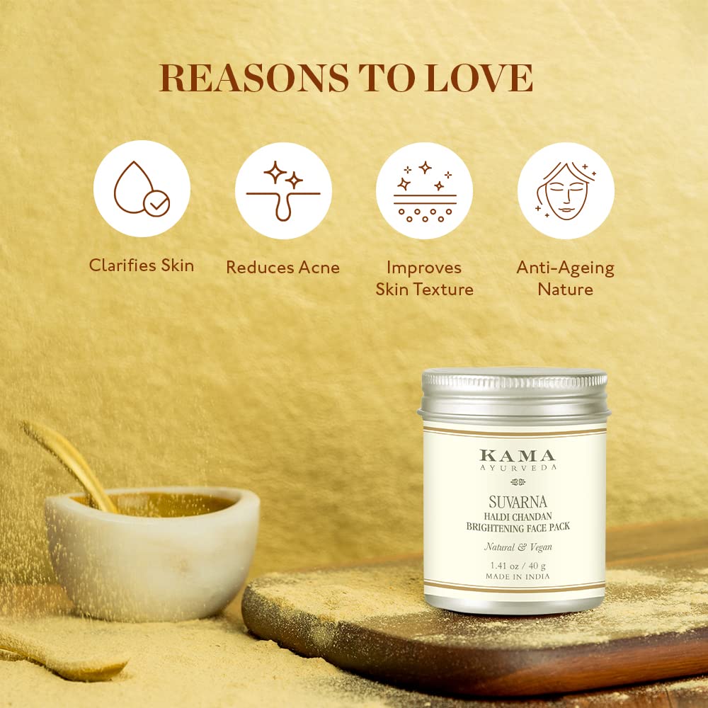 Kama Ayurveda Suvarna Haldi Chandan Brightening Face Pack, 40g – view 3