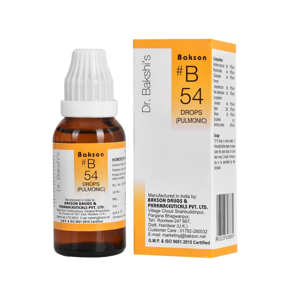Bakson's Homoeopathy B54 Pulmonic Drops 30 ml bottle