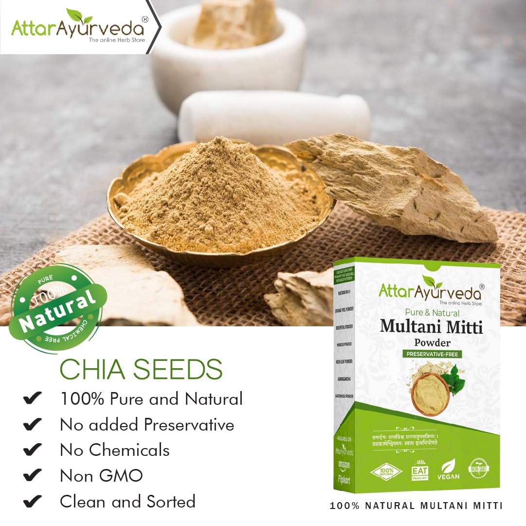 Attar Ayurveda Multani Mitti (Fuller Earth) Powder for face and hair pack - 200g – view 2