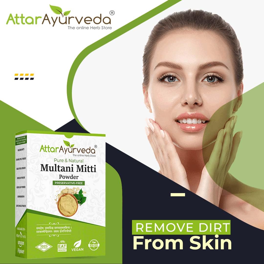 Attar Ayurveda Multani Mitti (Fuller Earth) Powder for face and hair pack - 200g – view 3