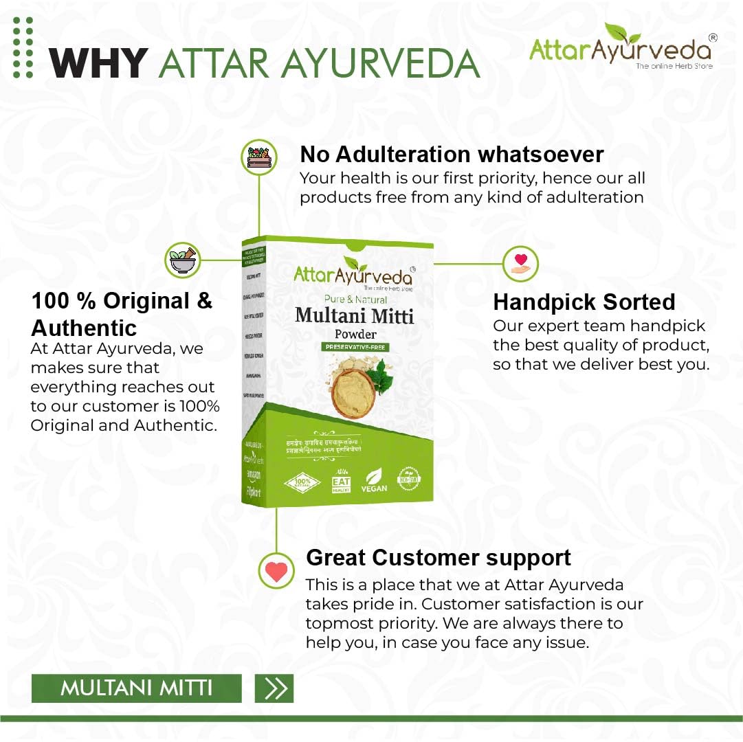 Attar Ayurveda Multani Mitti (Fuller Earth) Powder for face and hair pack - 200g – view 7