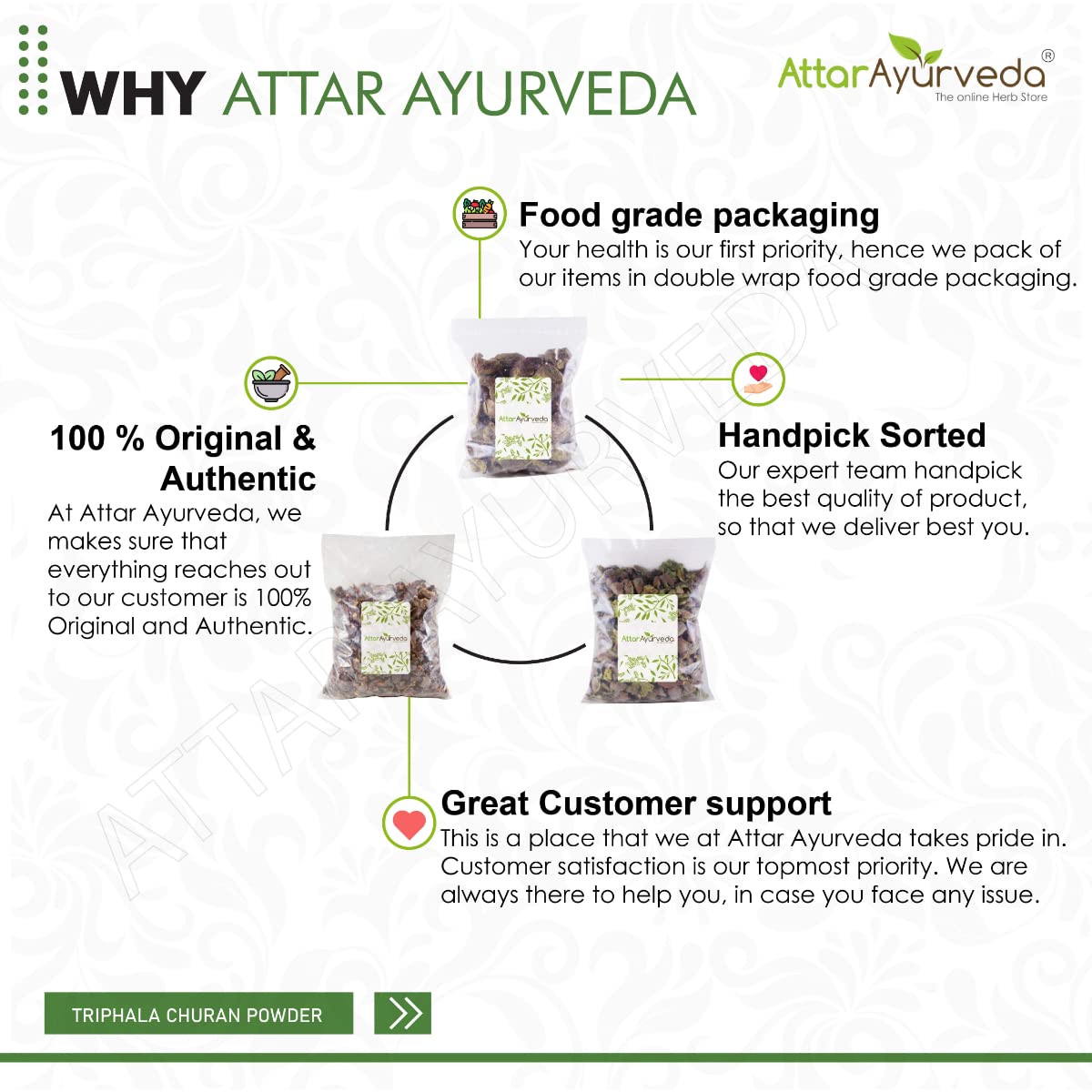 Attar Ayurveda Triphala Raw (1:1:1) - 750 grams, Raw, Whole - Harad, Baheda, Amla – view 7
