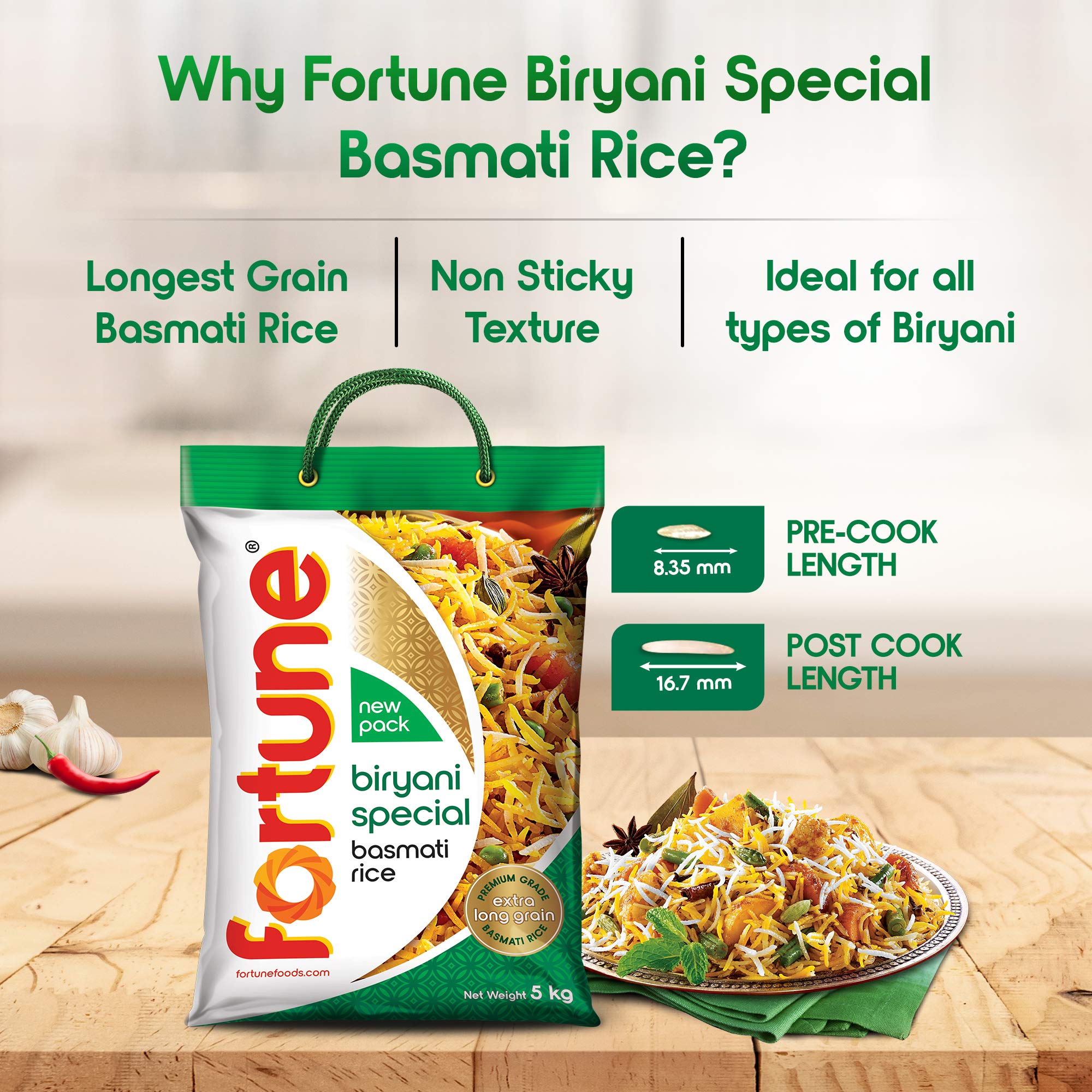 Fortune Biryani Special Basmati Rice, Extra long grain basmati rice, 5 KG – view 5