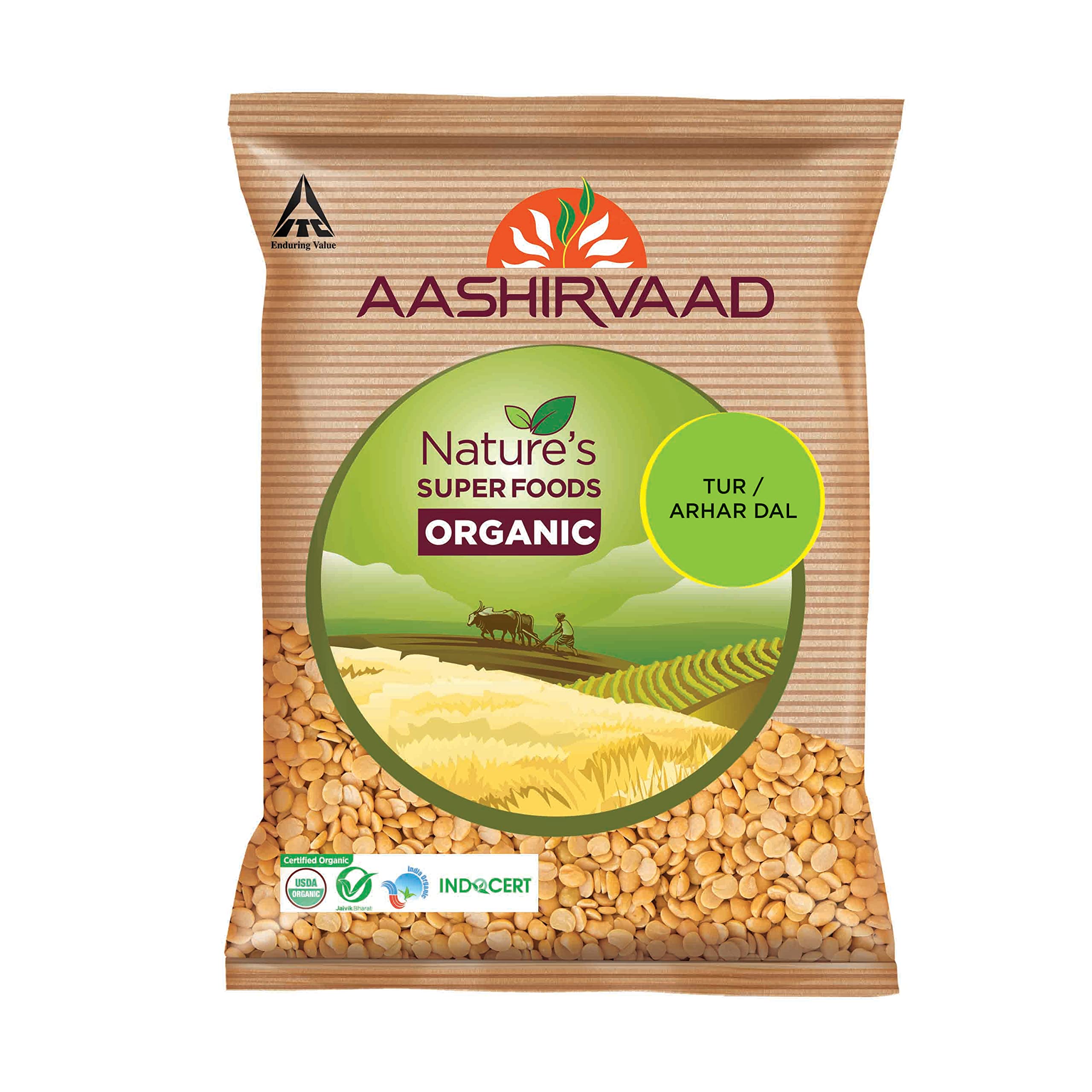 Aashirvaad Nature's Super Foods Organic Arhar/Tur Dal Pouch, 1 kg & Aashirvaad Nature's Super Foods Gluten Free Flour Pouch, 1 kg – view 2