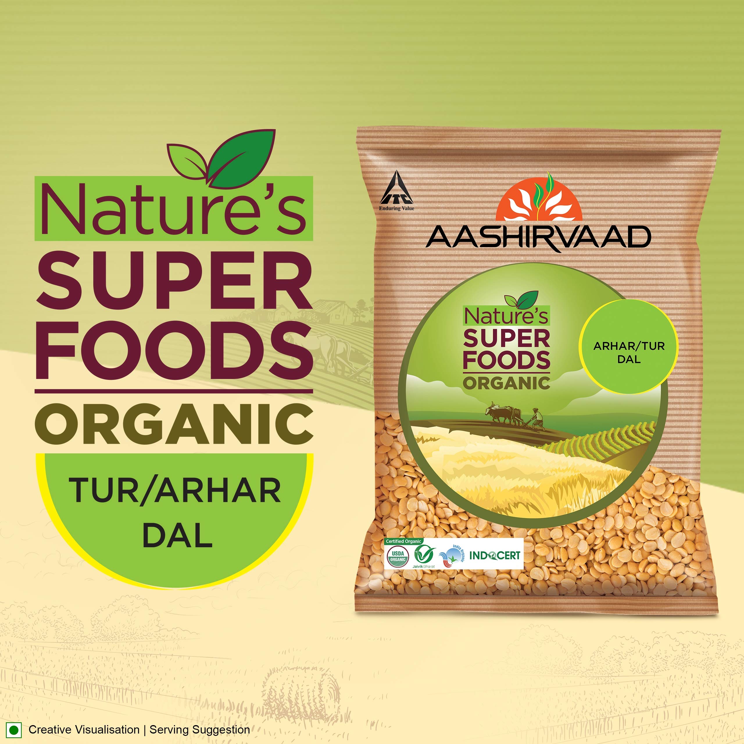 Aashirvaad Nature's Super Foods Organic Arhar/Tur Dal Pouch, 1 kg & Aashirvaad Nature's Super Foods Gluten Free Flour Pouch, 1 kg – view 4