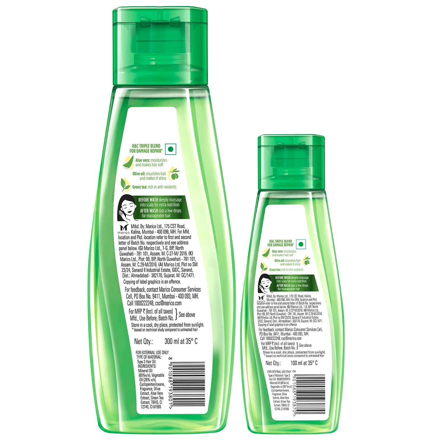 Hair & Care Triple Blend Damage Repair Non-Sticky Hair Oil with Aloe Vera, Olive Oil & Green Tea, 300 ml + 100 ml – view 6