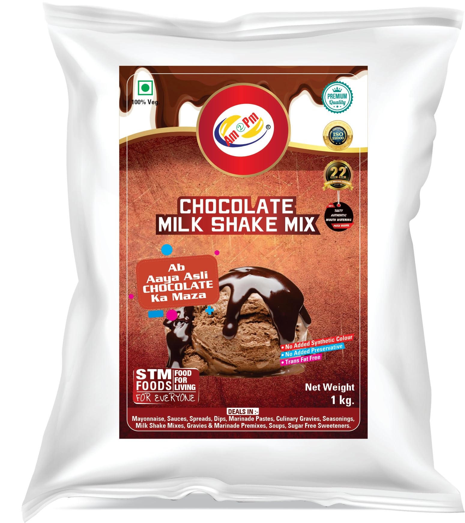 Am 2 Pm - Premium Silky Smoothy Milk Shake Mix, Instant Premix Drink Milkshake Powder, Pack of 2 (CHOCLATE + STRAWBERY (1KG EACH)) – view 2