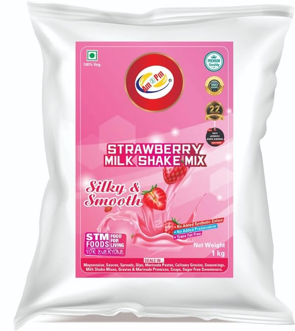Am 2 Pm - Premium Silky Smoothy Milk Shake Mix, Instant Premix Drink Milkshake Powder, Pack of 2 (CHOCLATE + STRAWBERY (1KG EACH)) – view 3