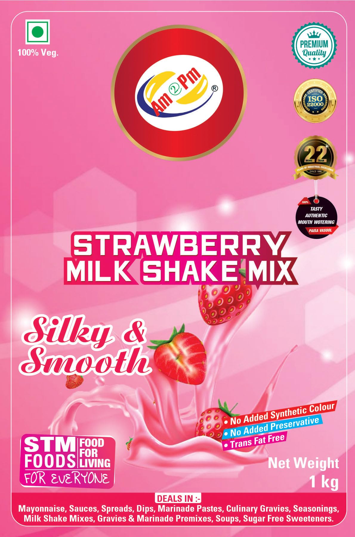 Am 2 Pm - Premium Silky Smoothy Milk Shake Mix, Instant Premix Drink Milkshake Powder, Pack of 2 (CHOCLATE + STRAWBERY (1KG EACH)) – view 6