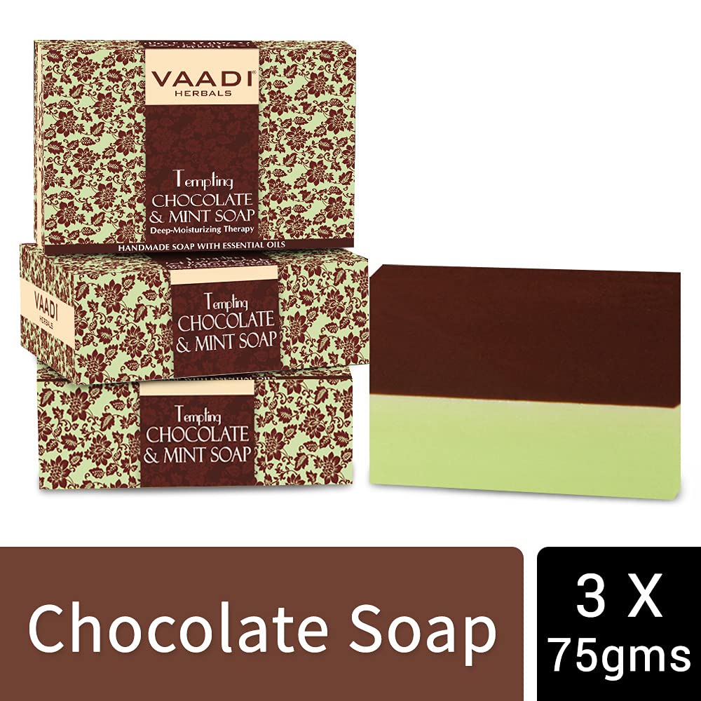 Vaadi Herbals Value Tempting Chocolate and Mint Soap, Deep Moisturising Therapy, 3 x 75g – view 2