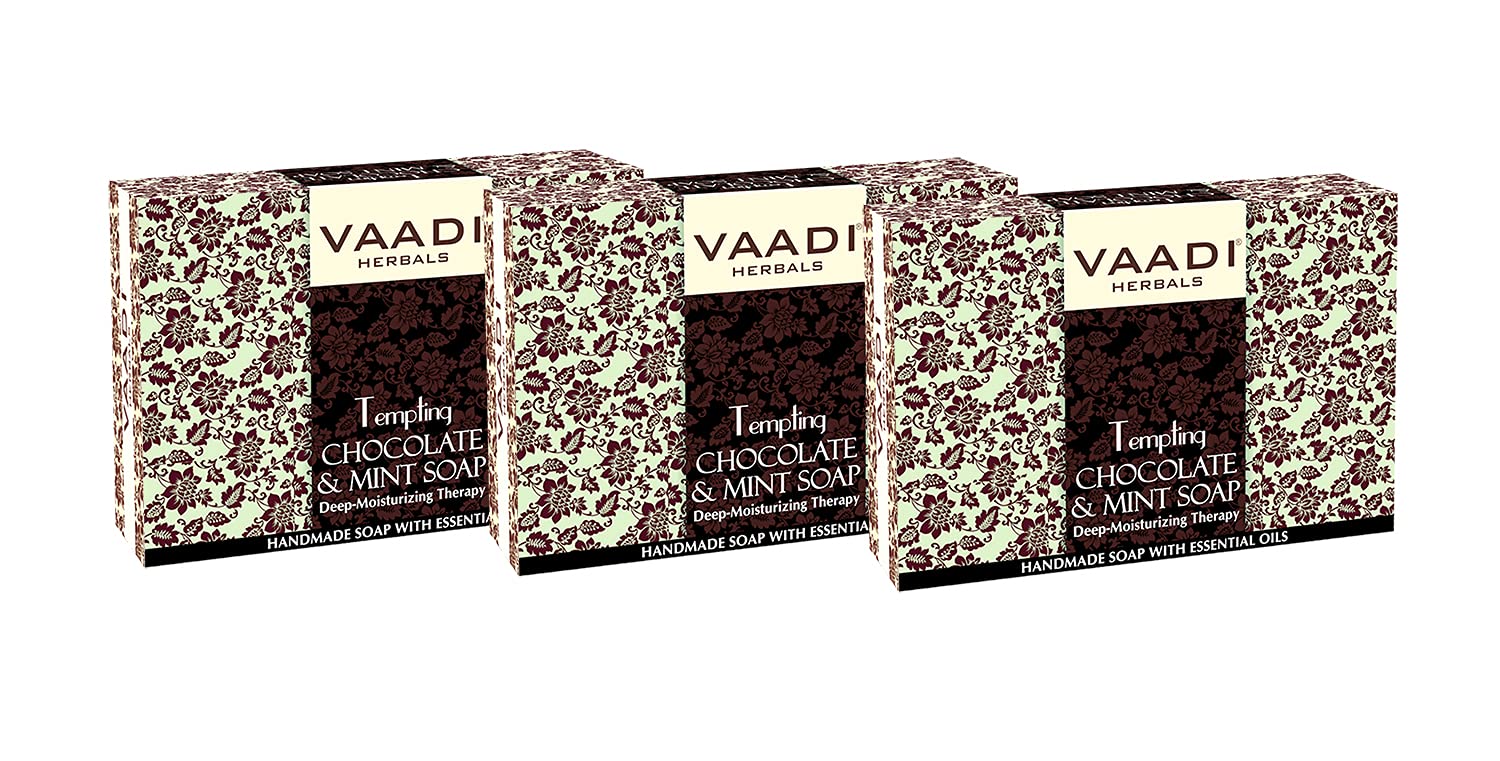 Vaadi Herbals Value Tempting Chocolate and Mint Soap, Deep Moisturising Therapy, 3 x 75g – view 3