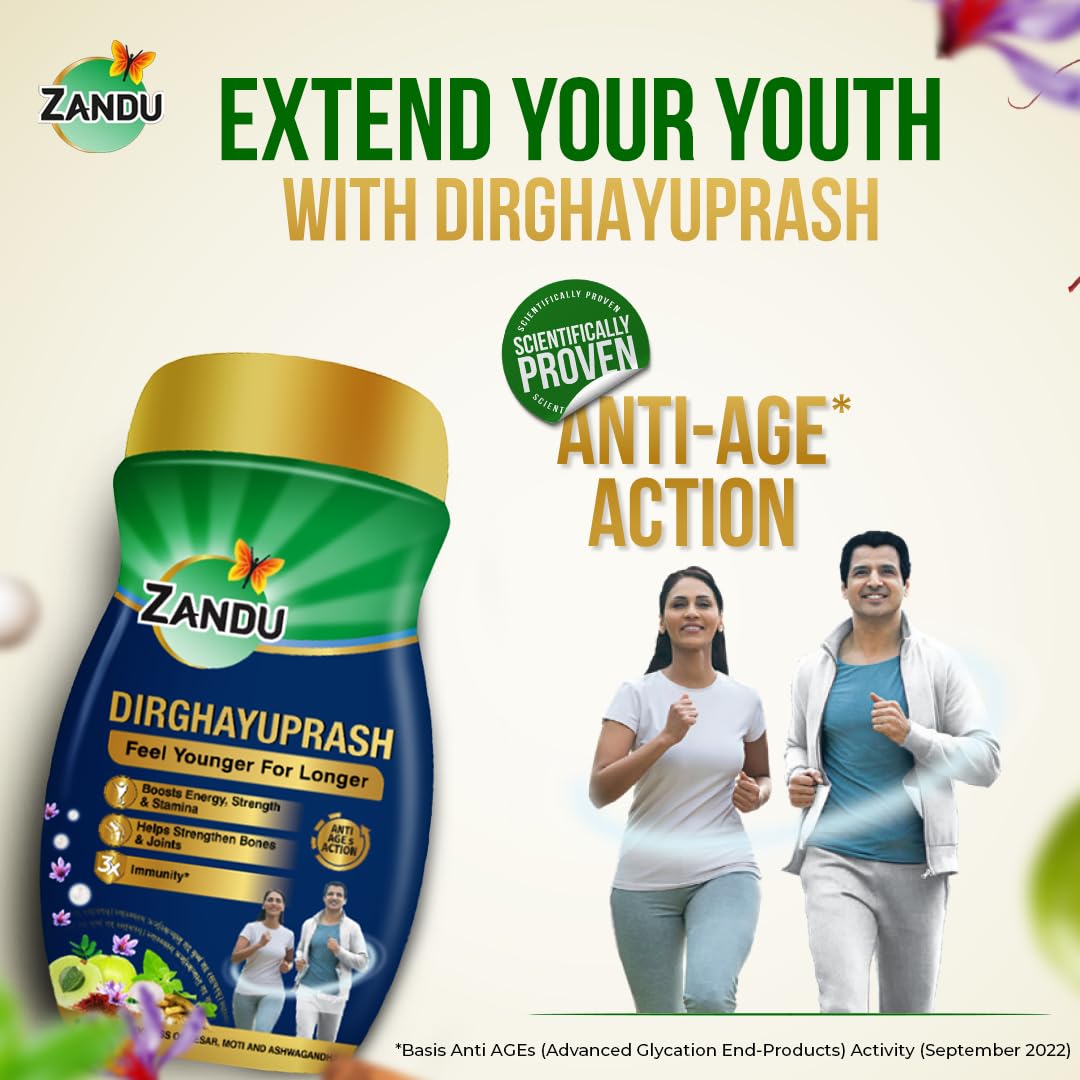 Zandu Dirghayuprash: Anti Age Action* with Vayasthapan Mahakashaya Herbs, Scientifically Proven, goodness of Chyawanprash for 3 way immunity action* – view 3
