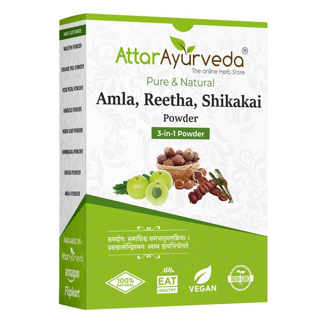 Attar Ayurveda herbal hair powder pack with amla reetha shikakai