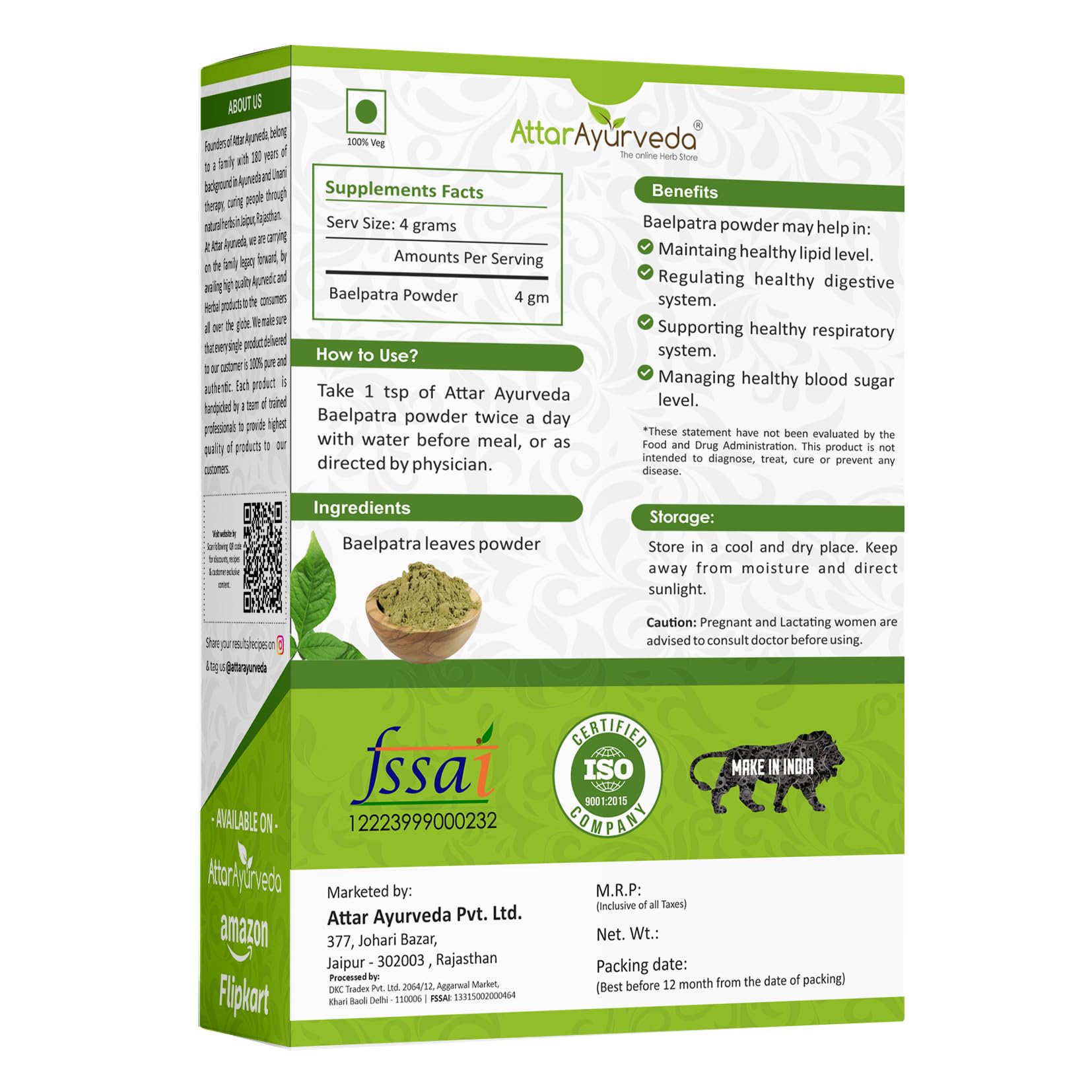 Attar Ayurveda Baelpatra Powder - 200 g – view 2