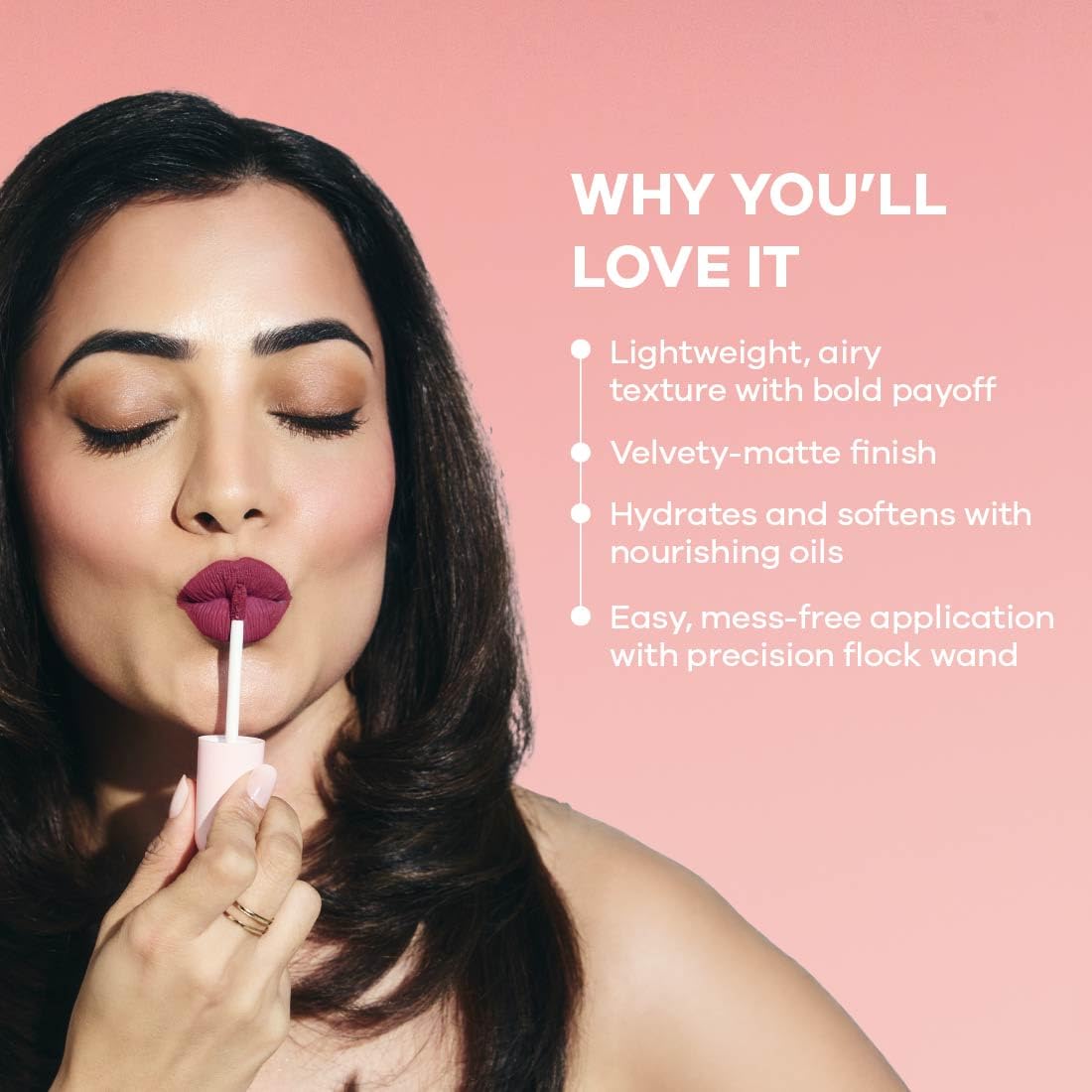 Earth Rhythm Lip Nectar Matte Liquid Lipstick, Weightless, Never Drying, No Mineral Oil 5g - Berry – view 4