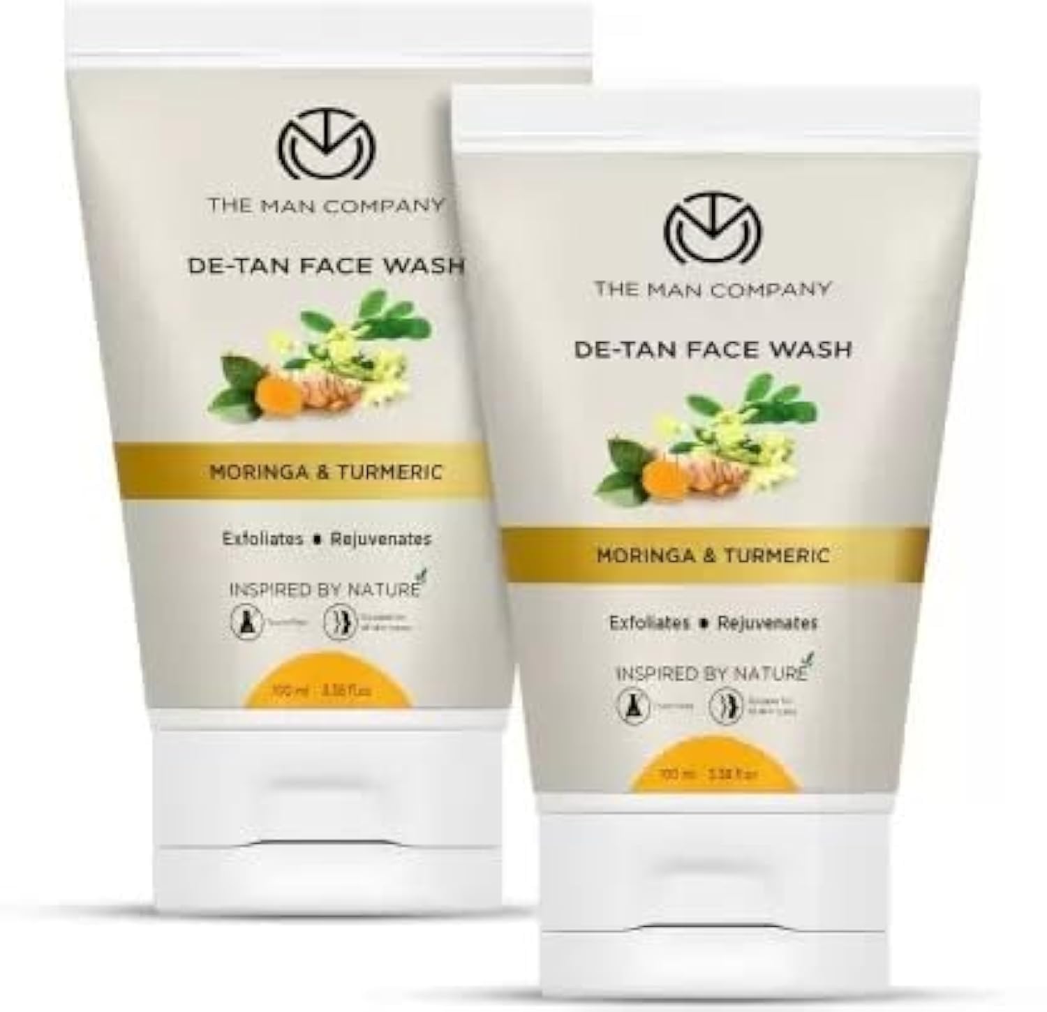 Two tubes of The Man Company turmeric moringa face wash