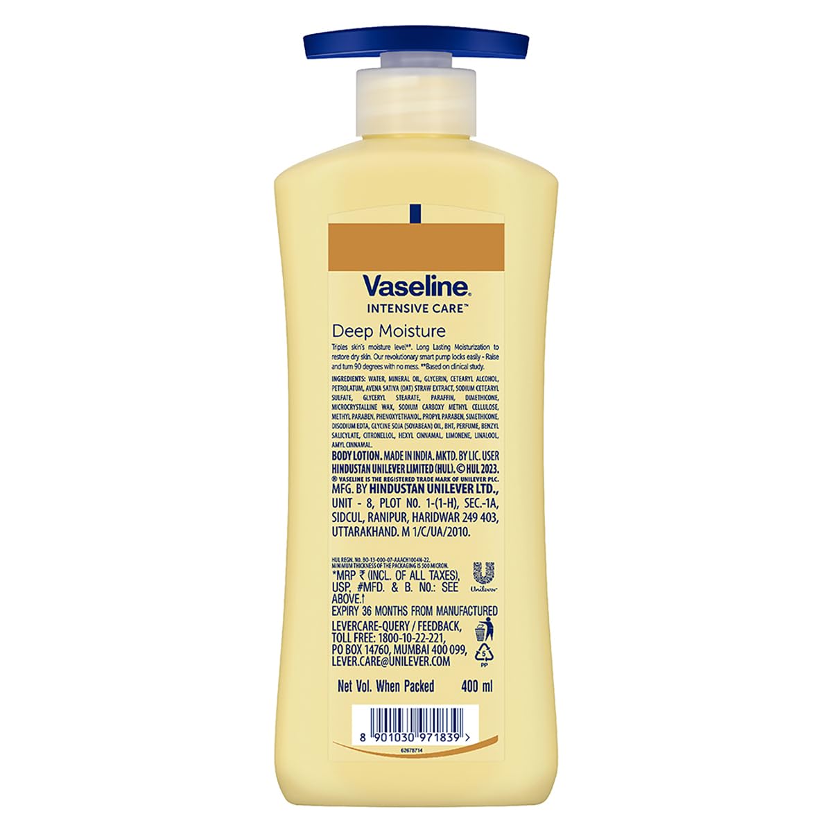 Vaseline Intensive Care, Deep Moisture Nourishing Body Lotion, 400ml, for Radiant, Glowing Skin, with Glycerin, Non-Sticky, Fast Absorbing, Daily Moisturizer for Dry, Rough Skin, For Men & Women – view 2