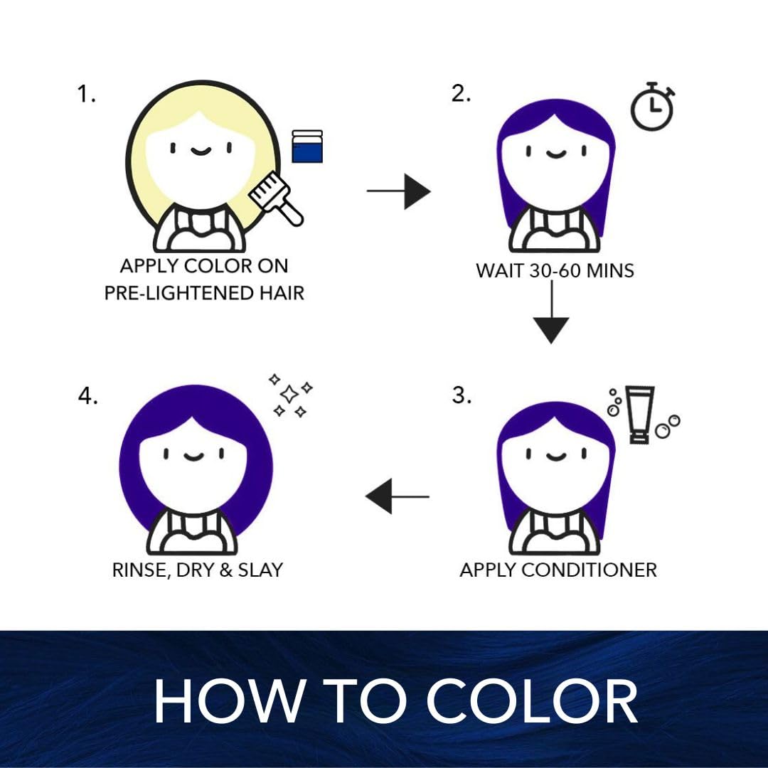 Paradyes Semi-permanent Sapphire Navy DIY Conditioner Based Hair Colour 120 gm and Lighten Up! Bleach Pack 30 Vol. for all Hair Types – view 5