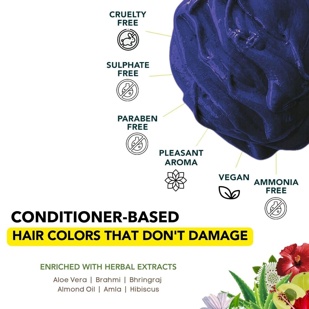 Paradyes Semi-permanent Sapphire Navy DIY Conditioner Based Hair Colour 120 gm and Lighten Up! Bleach Pack 30 Vol. for all Hair Types – view 6