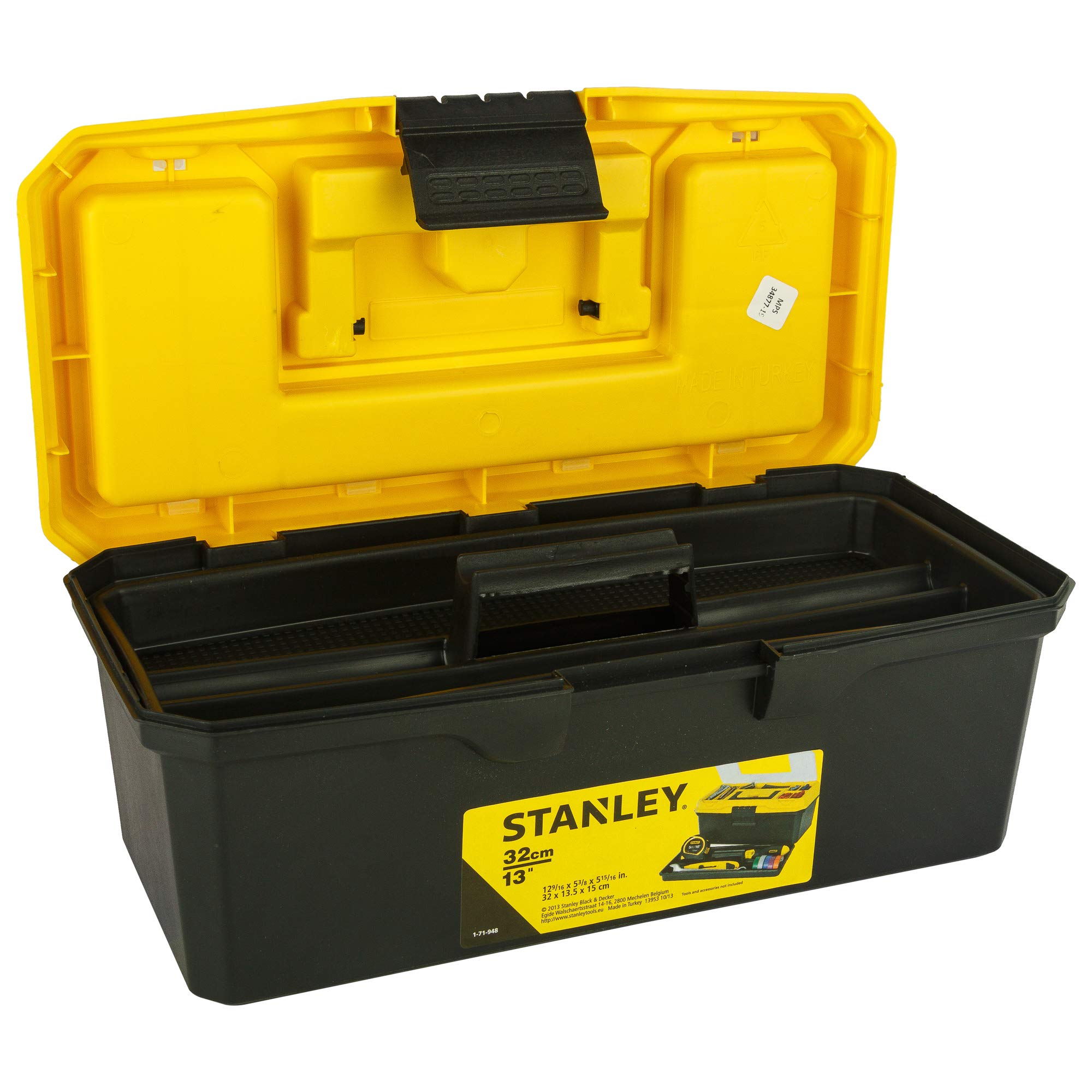 STANLEY 1-71-948 13'' Organized Maestro Heavy-Duty Portable Plastic Essential Toolbox With Clear Top Lid & Removable Tray Compartment For Easy & Convenient Storage,1 Year Warranty,YELLOW,32x13.5x15 cm – view 3