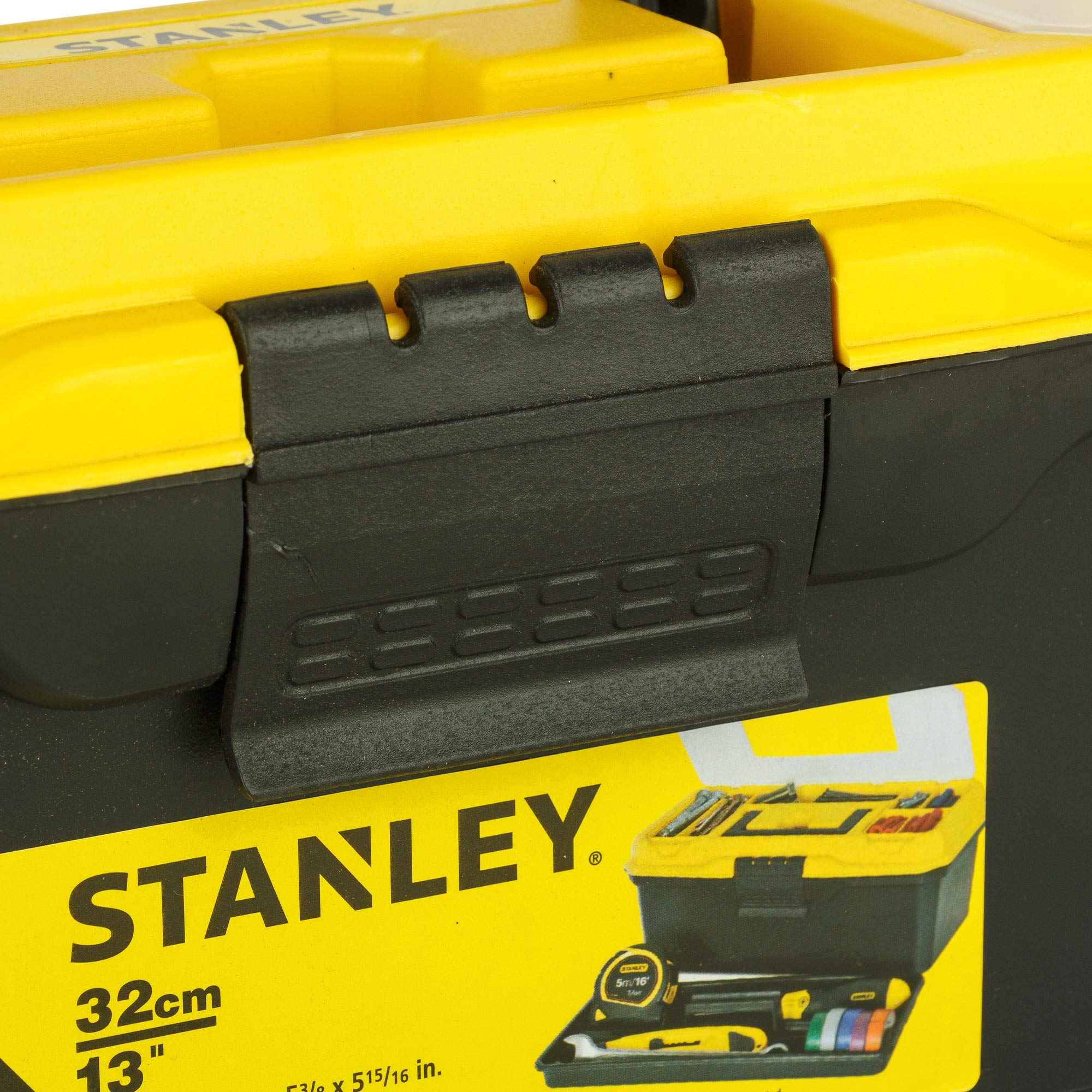 STANLEY 1-71-948 13'' Organized Maestro Heavy-Duty Portable Plastic Essential Toolbox With Clear Top Lid & Removable Tray Compartment For Easy & Convenient Storage,1 Year Warranty,YELLOW,32x13.5x15 cm – view 6