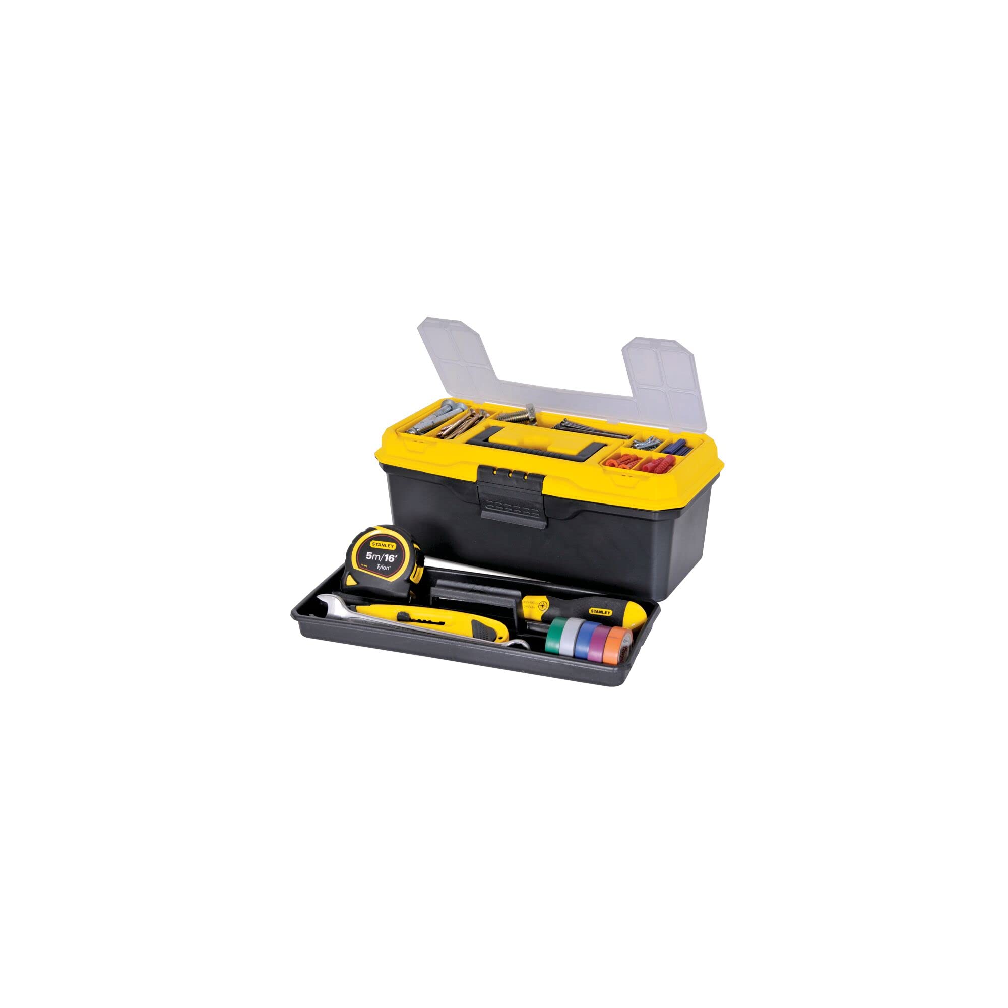 STANLEY 1-71-948 13'' Organized Maestro Heavy-Duty Portable Plastic Essential Toolbox With Clear Top Lid & Removable Tray Compartment For Easy & Convenient Storage,1 Year Warranty,YELLOW,32x13.5x15 cm – view 7